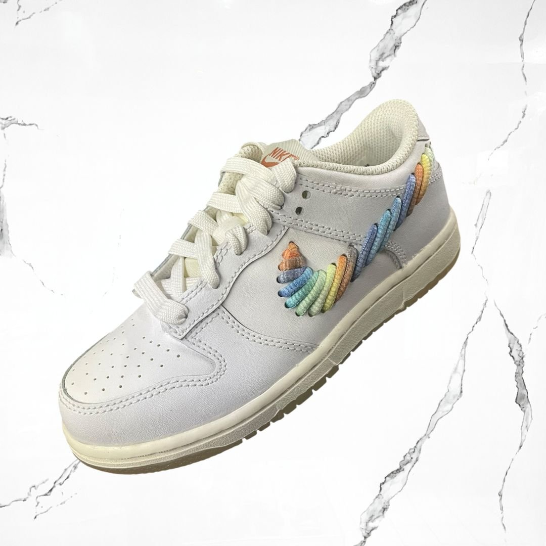 Nike Dunk Low SE Rainbow Lace Swoosh White (KIDS) - Urban Utility
