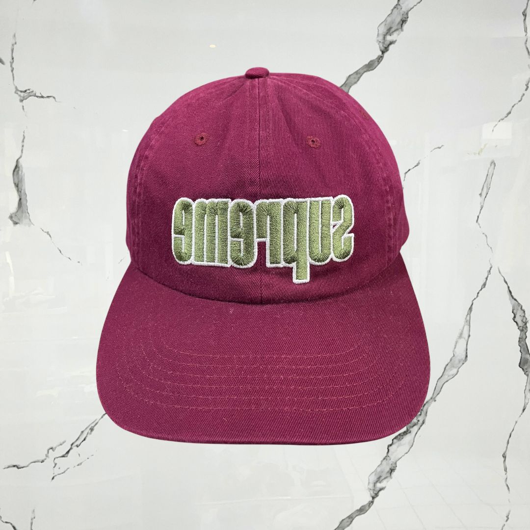 Supreme Reverse Logo 6 Panel Burgundy Cap - Urban Utility