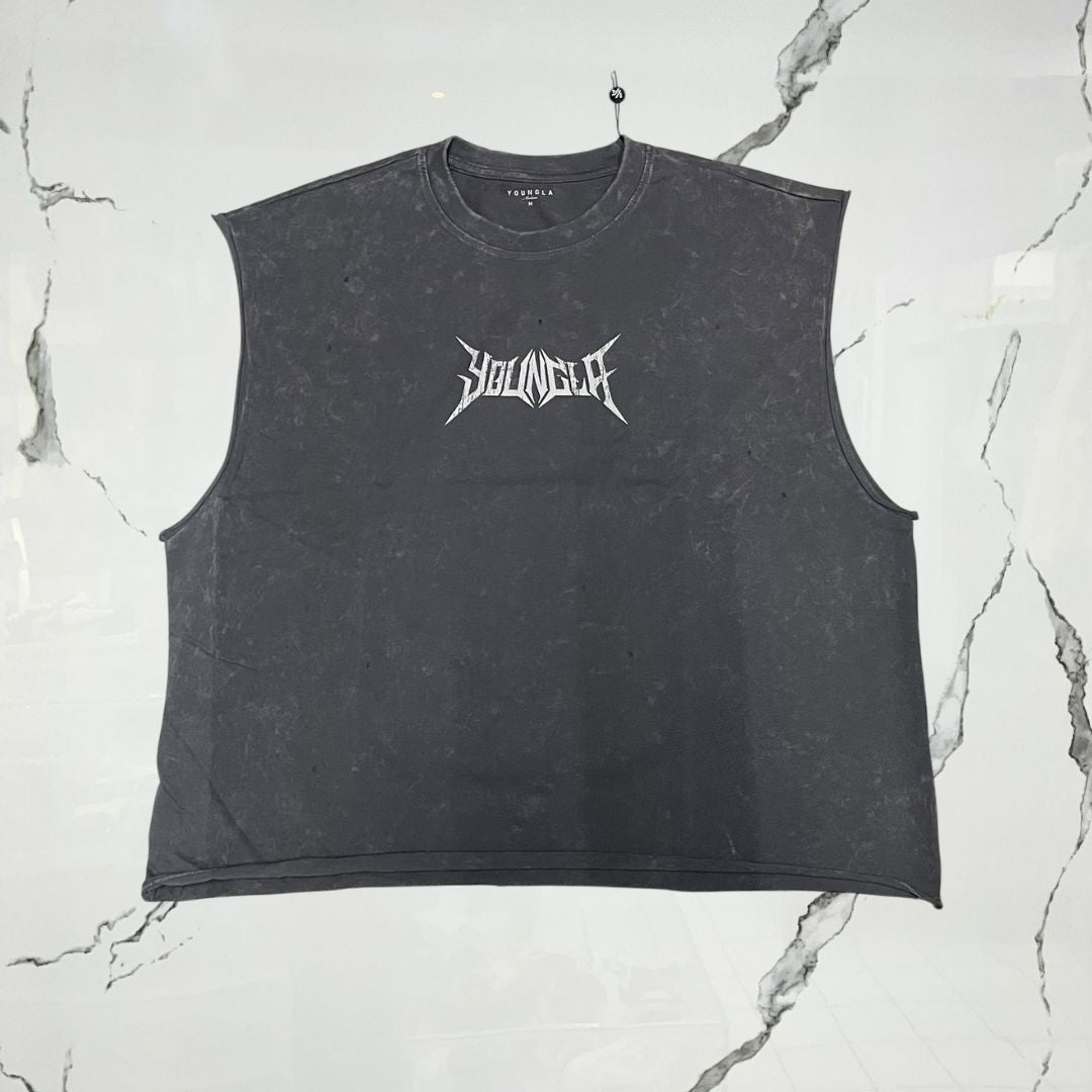 YoungLA Essential Cut-Offs Grey Wash Tank Top