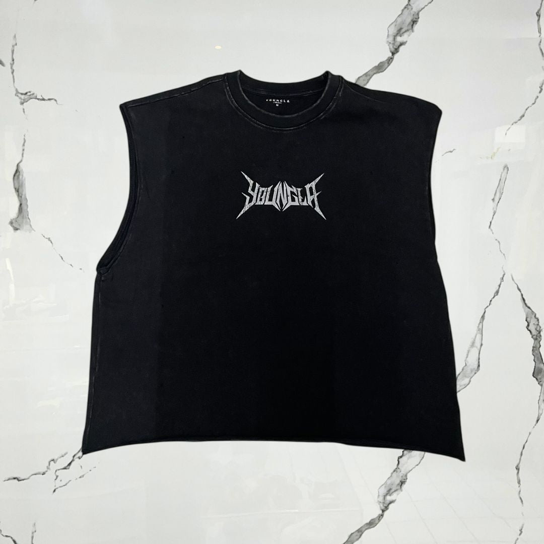 YoungLA Essential Cut-Offs Black Wash Tank Top