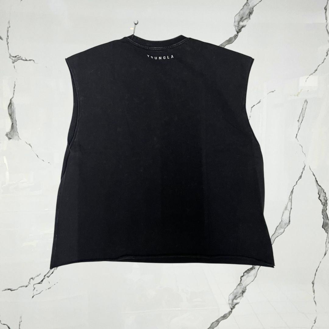 YoungLA Essential Cut-Offs Black Wash Tank Top