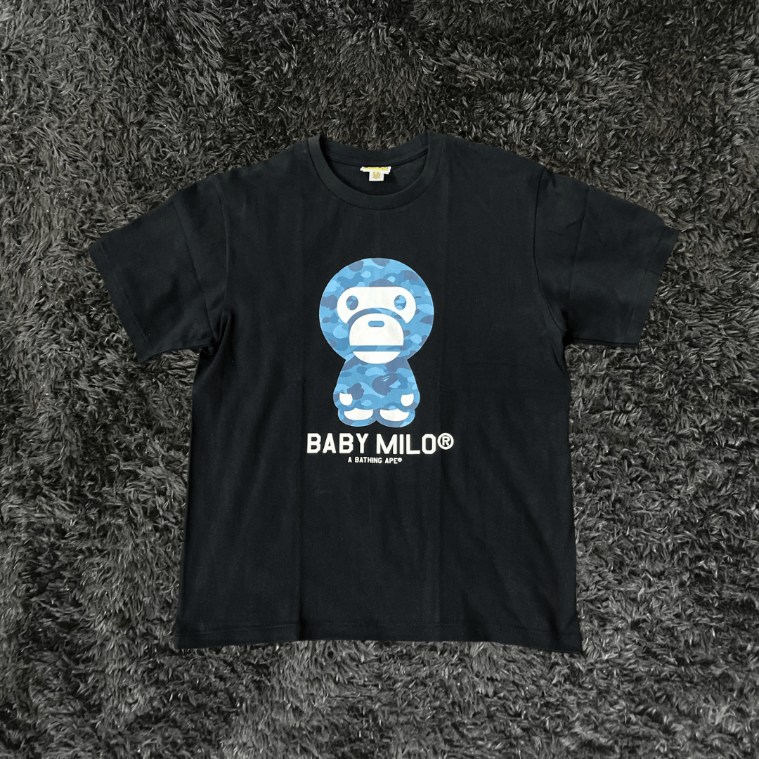 Bape Honeycomb Camo Baby Milo Black Blue T-Shirt - Urban Utility