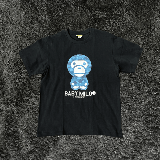 Bape Honeycomb Camo Baby Milo Black Blue T-Shirt - Urban Utility