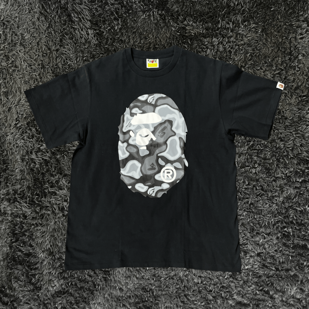 Bape Dot Camo Big Ape Head Black Grey T-Shirt - Urban Utility