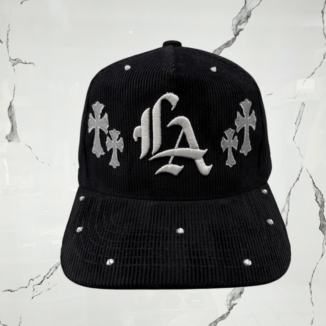 Prevail Crystal LA Cross - Black Corduroy Cap - Urban Utility