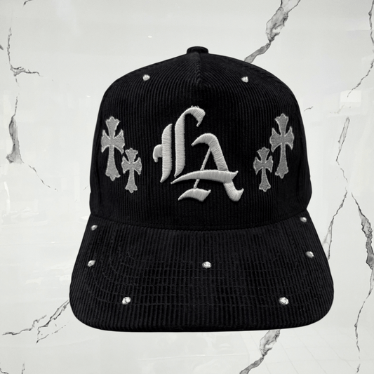 Prevail Crystal LA Cross - Black Corduroy Cap - Urban Utility