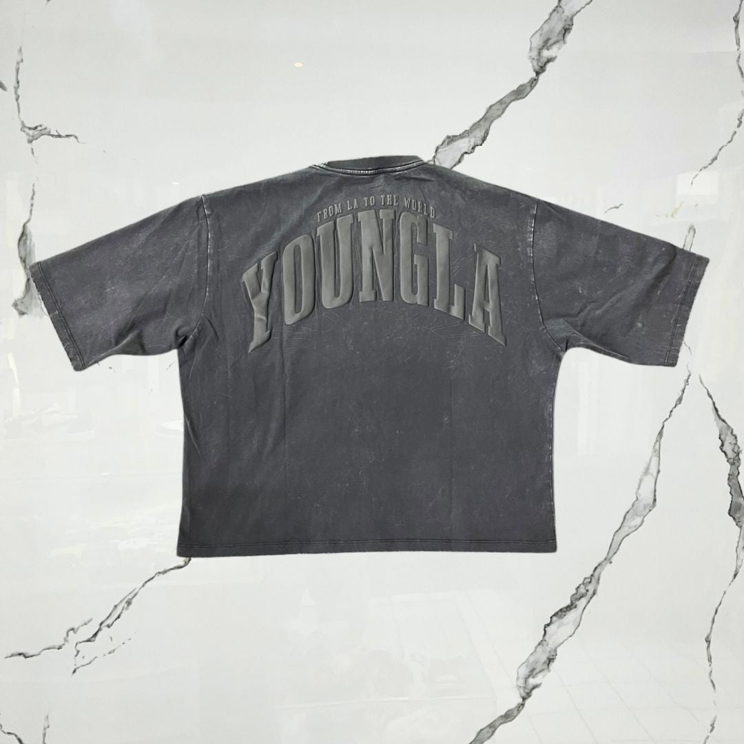 YoungLA Foundation Cropped Tees Black Wash T-shirt - Urban Utility