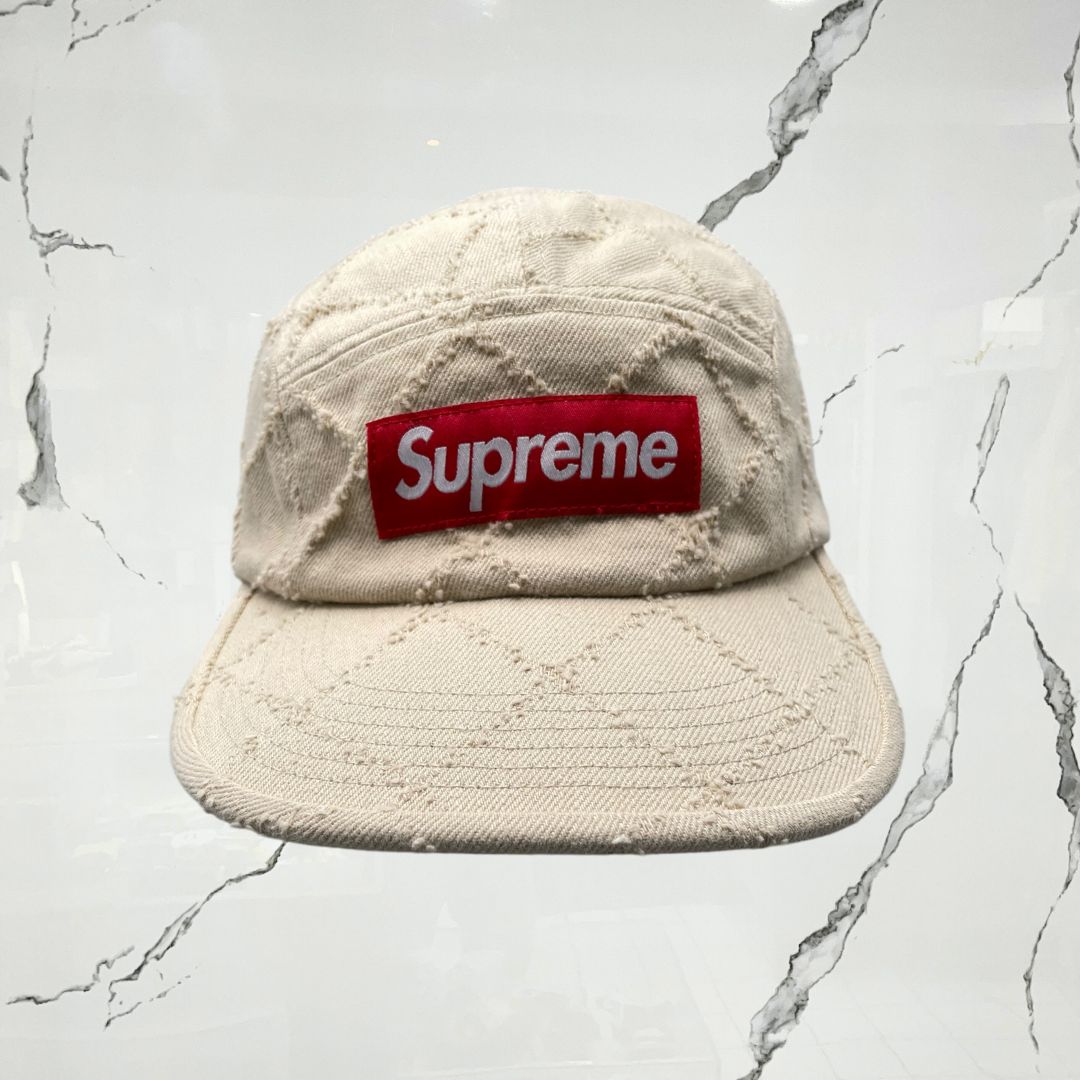 Supreme Punched Denim Camp Dyed Beige Cap - Urban Utility