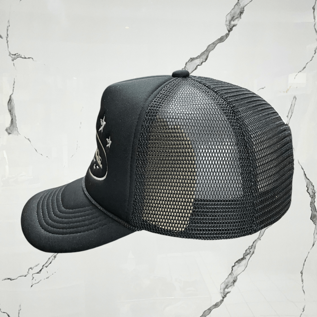 Corteiz 5 Stars Alcatraz Trucker Black Cap - Urban Utility