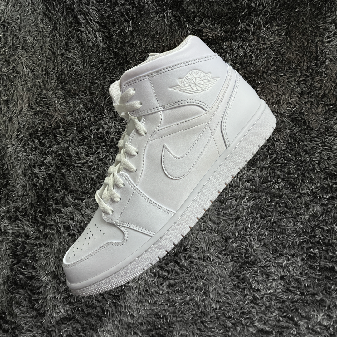 Jordan 1 Mid Triple White