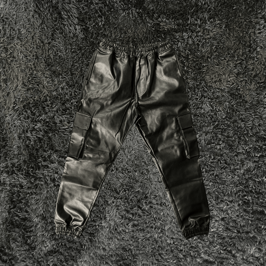 Crow Star Leather Cargo Black Pants - Urban Utility