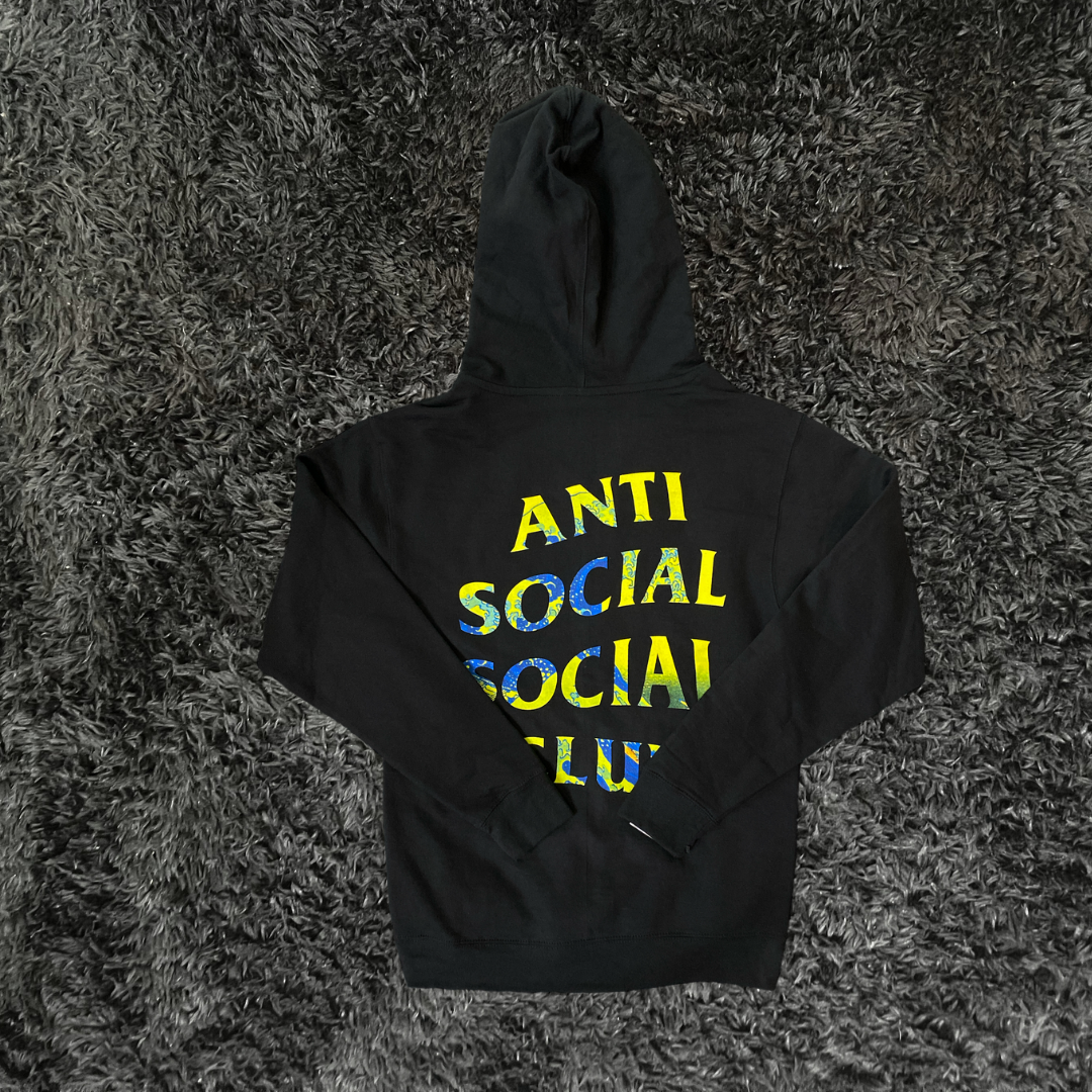 Anti social social club black and yellow hoodie on sale