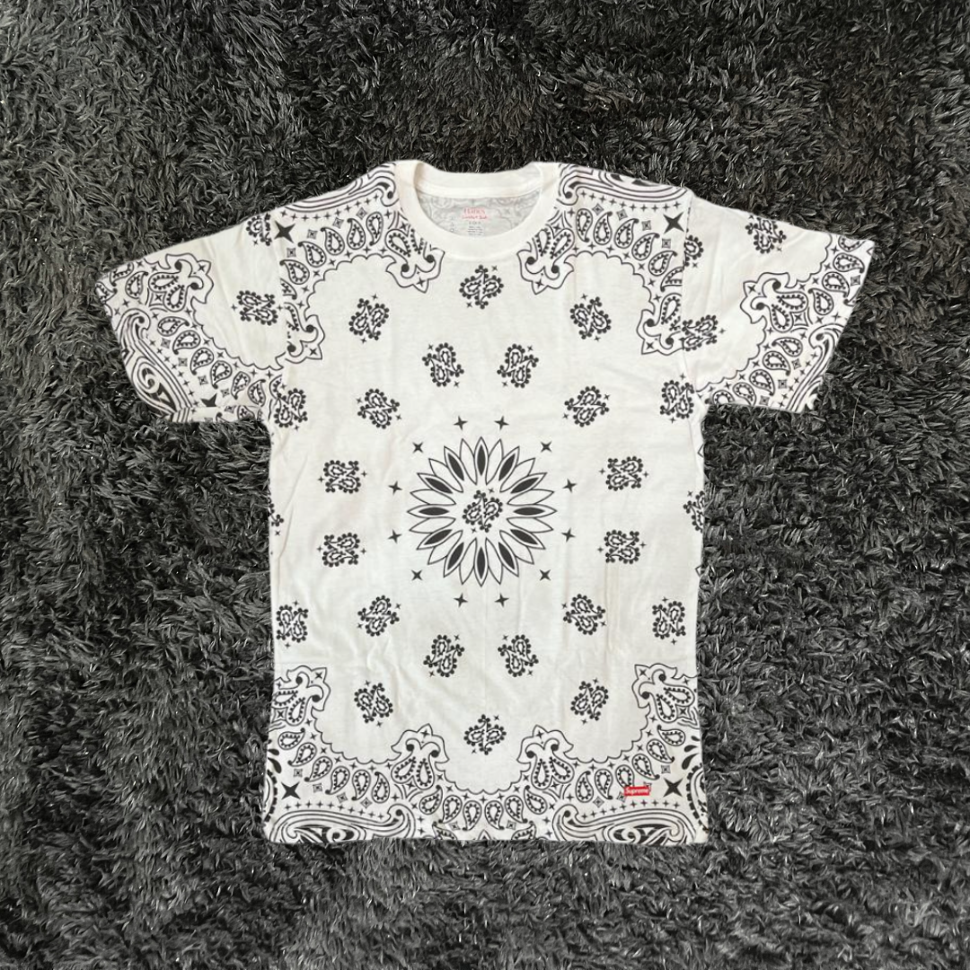 Supreme Hanes Bandana White Black T-shirt