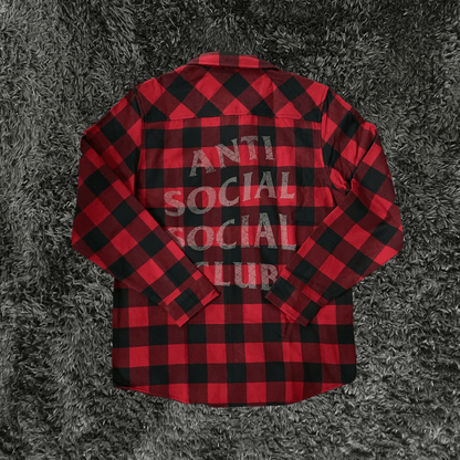 Anti Social Social Club Rack Flannel Red Black Long Sleeve - Urban Utility