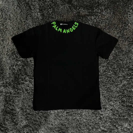 Palm Angels Black Green Flu Logo T-shirt