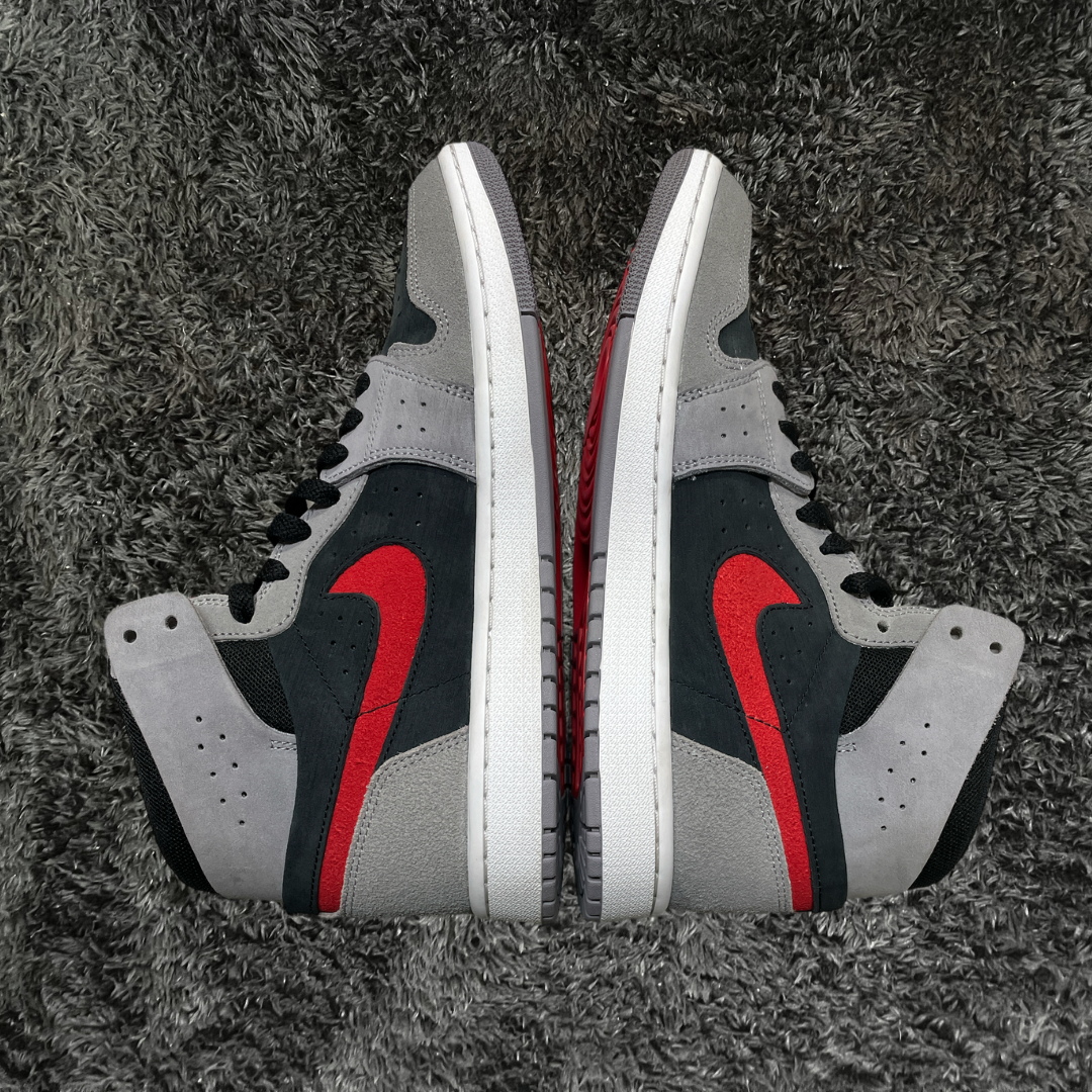 Jordan 1 High Zoom Black Red Grey Cement (De Uso)