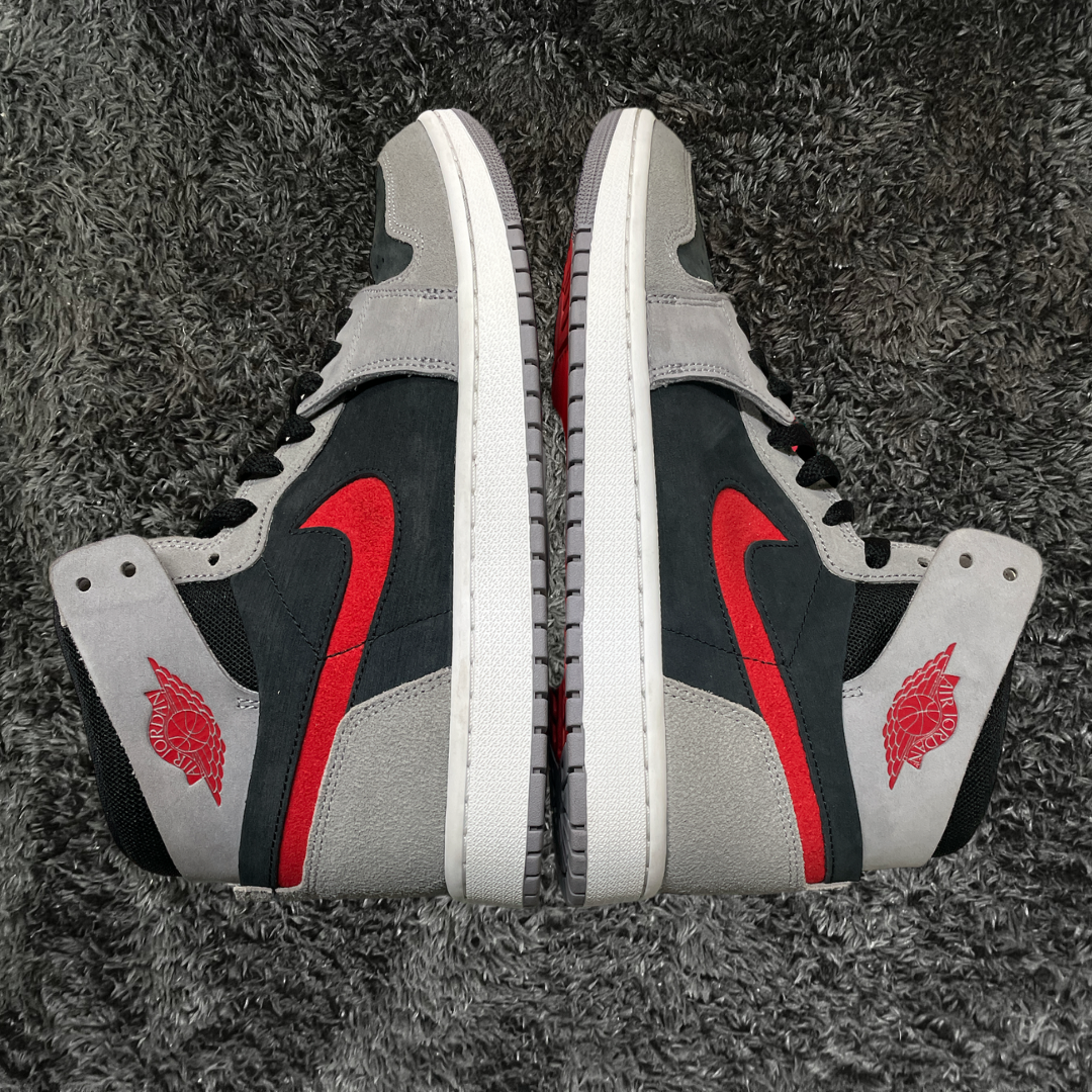 Jordan 1 High Zoom Black Red Grey Cement (De Uso)