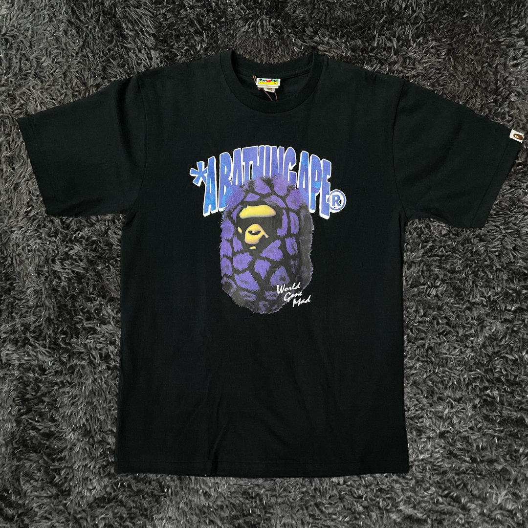 Bape Fur Head Black Purple T-shirt