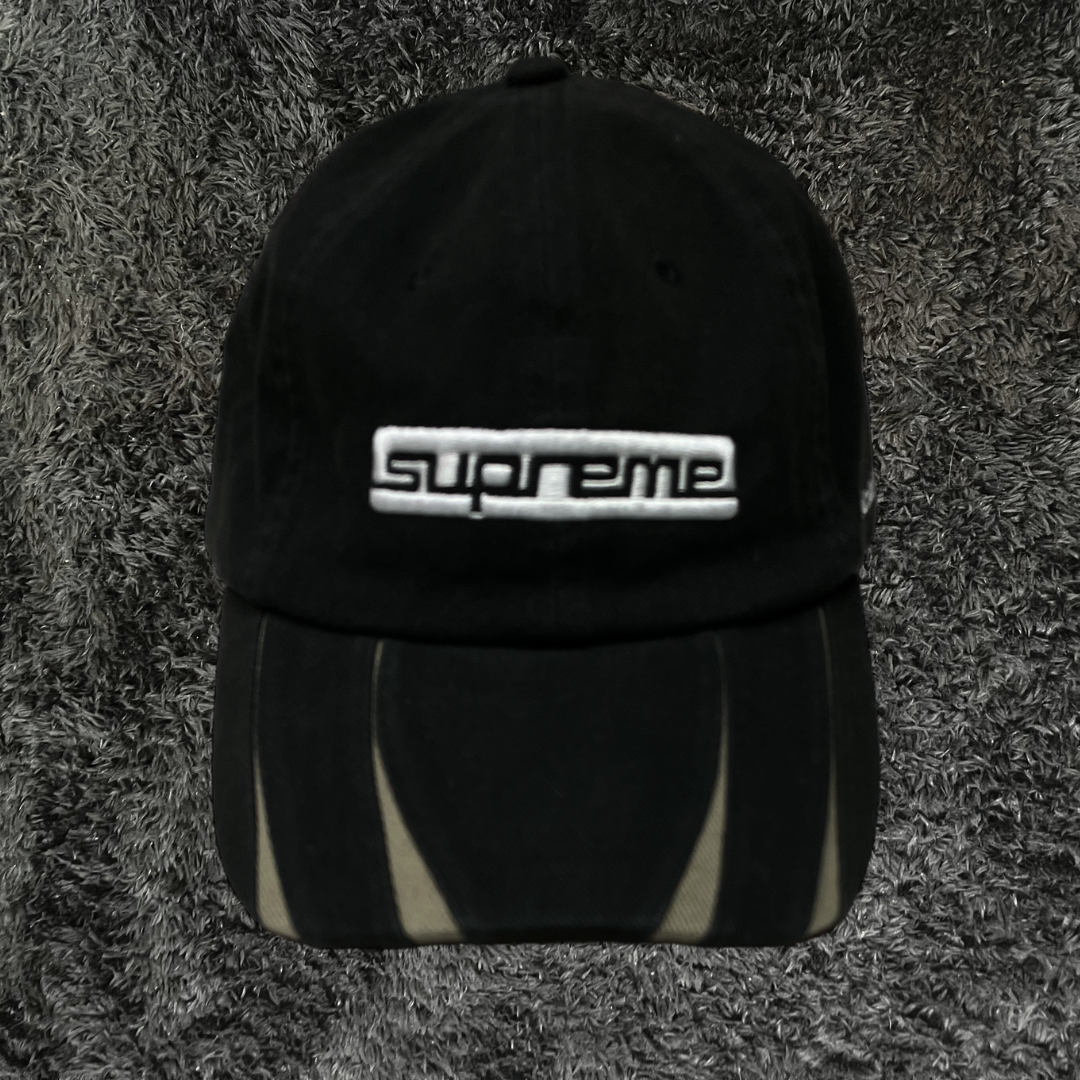 Supreme Jagged Visor Panel Black Beige Cap