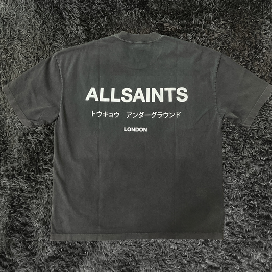 All Saints Underground Crew Washed Black T-shirt