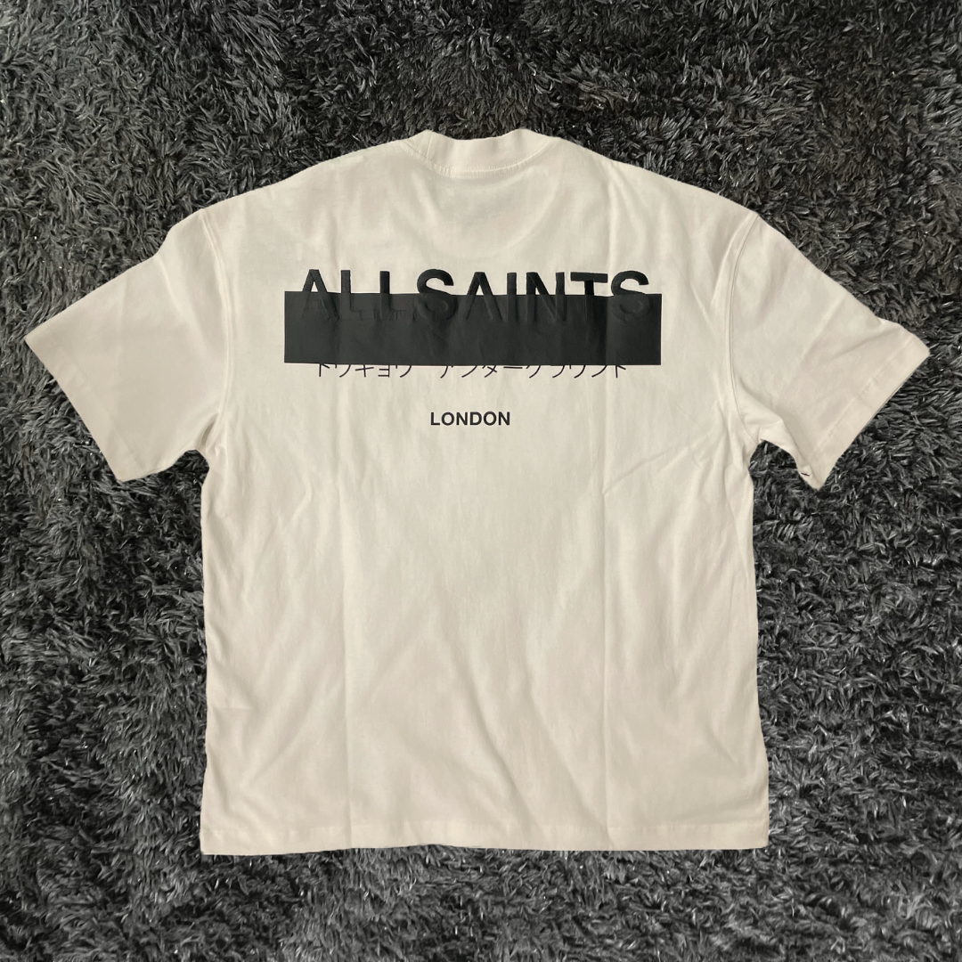 All Saints Redact Crew Ashen White T-shirt