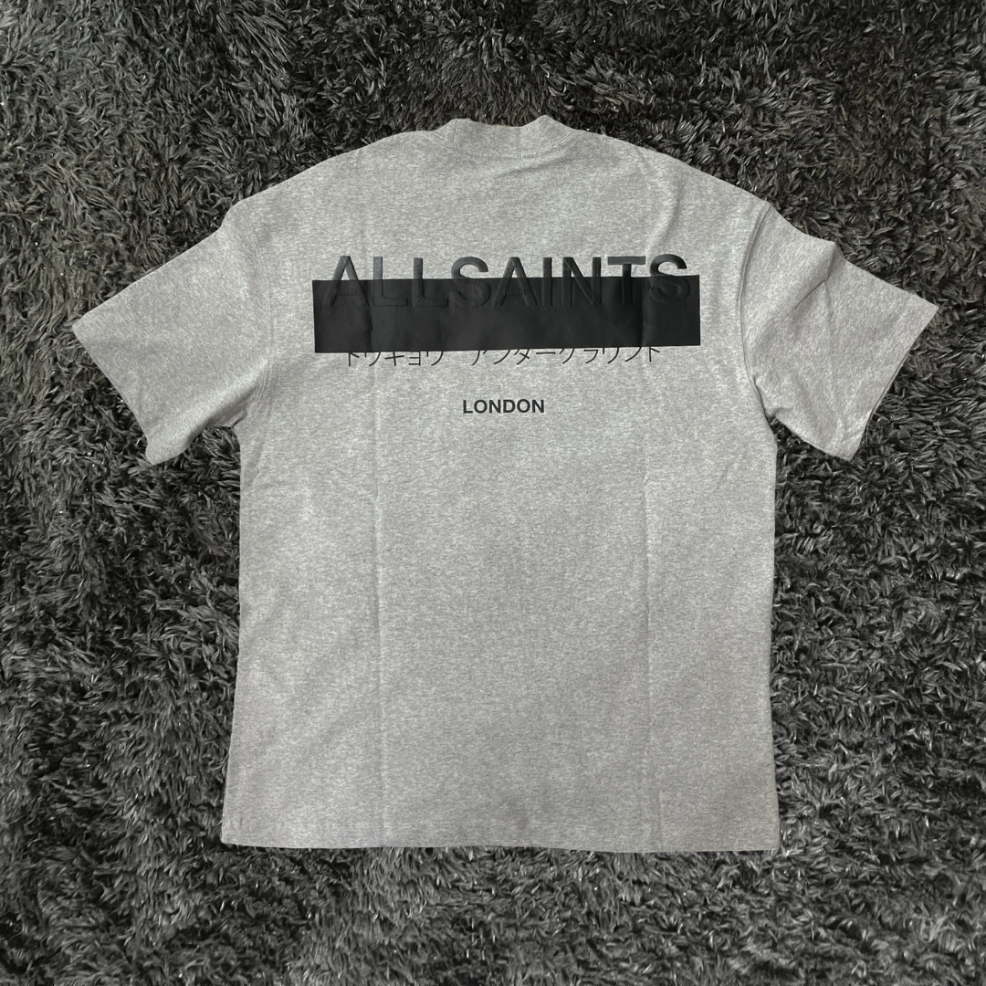 All Saints Redact Crew Grey Marl T-shirt