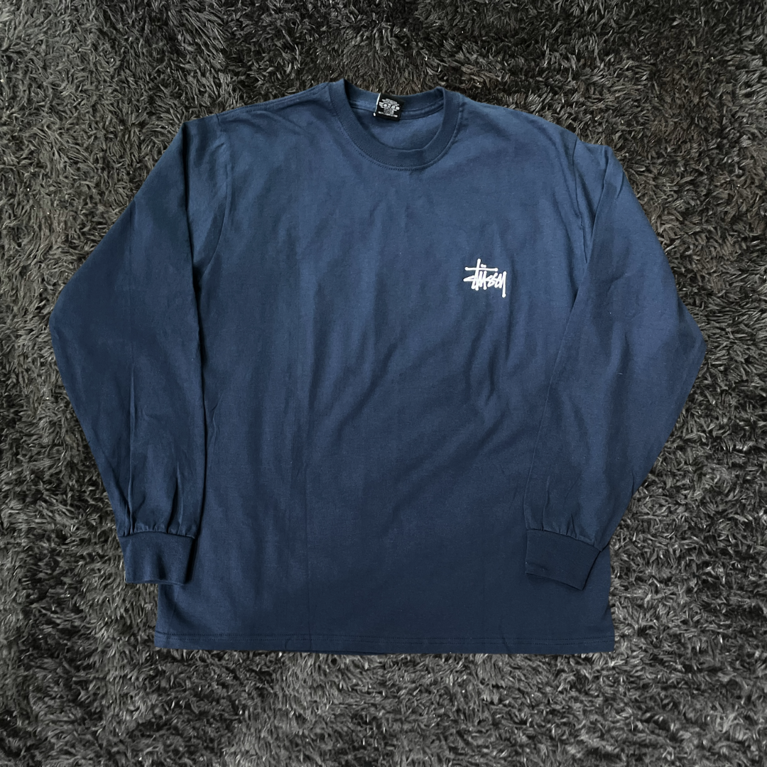 Stussy Logo Navy Long Sleeve