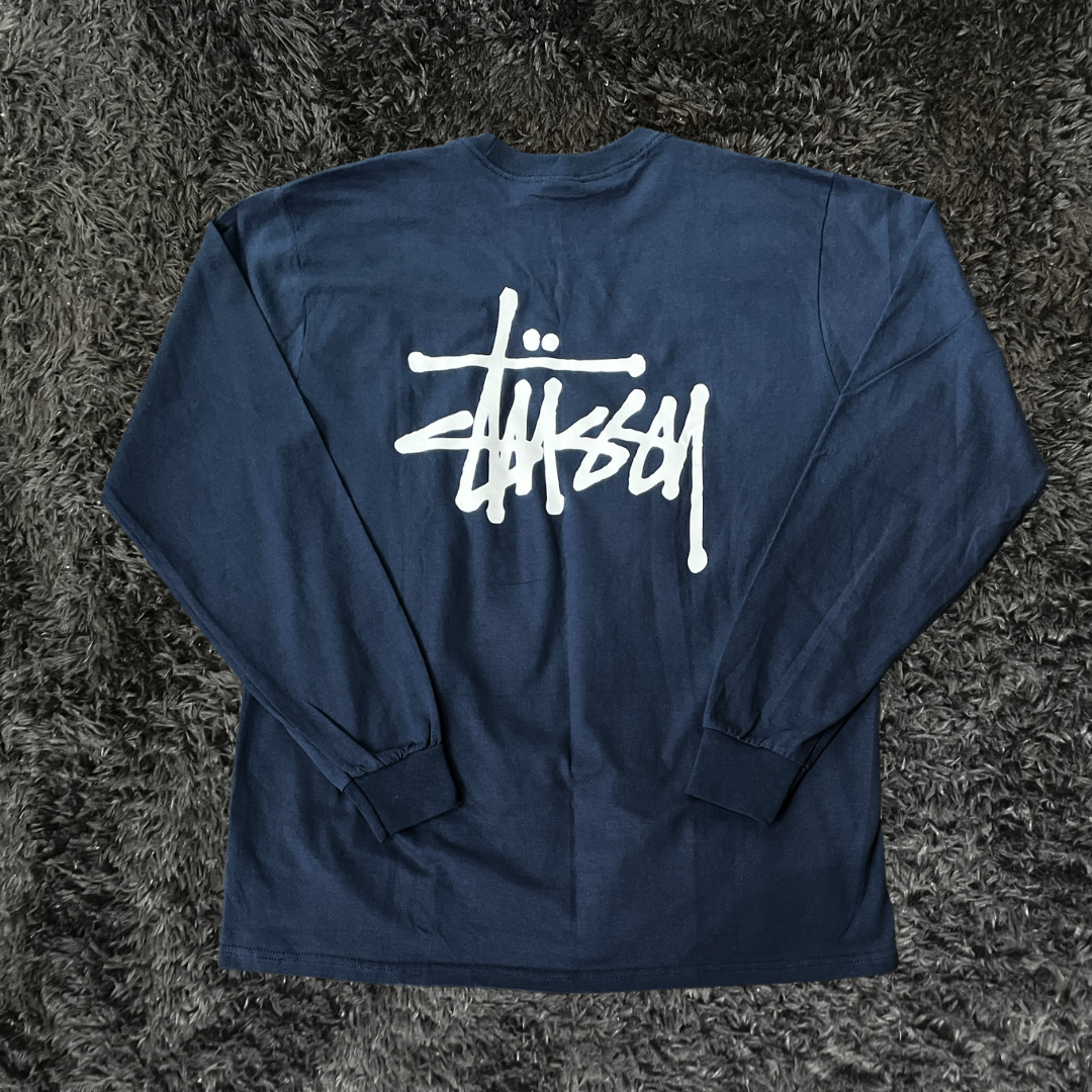 Stussy Logo Navy Long Sleeve