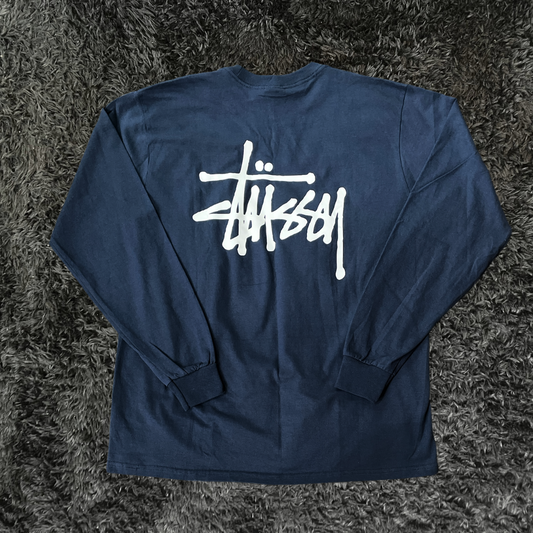 Stussy Logo Navy Long Sleeve