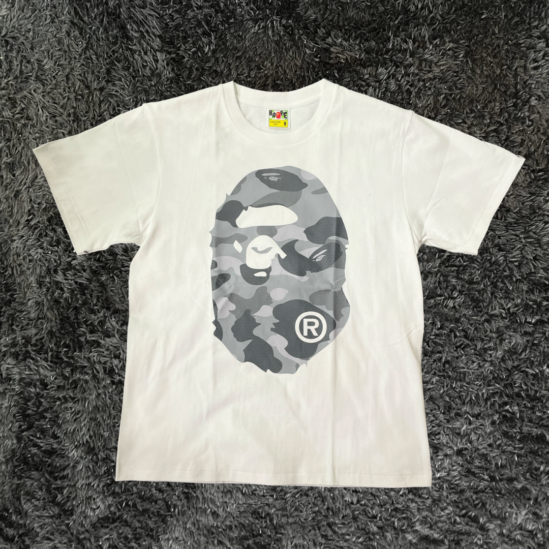 Bape Dot Camo Big Ape Head White Gray T-shirt