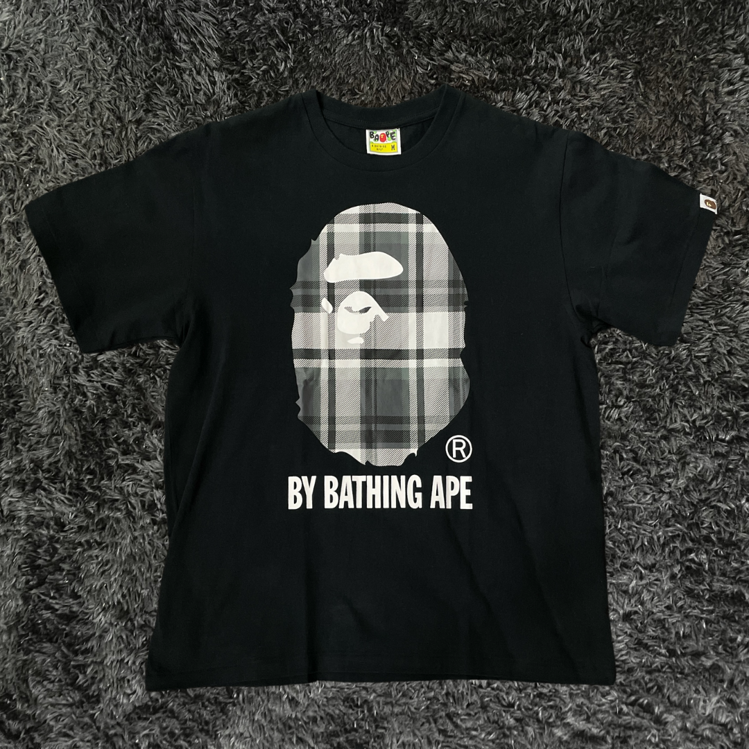 Bape A Bathing Ape Check by Bathing Black Grey T-shirt