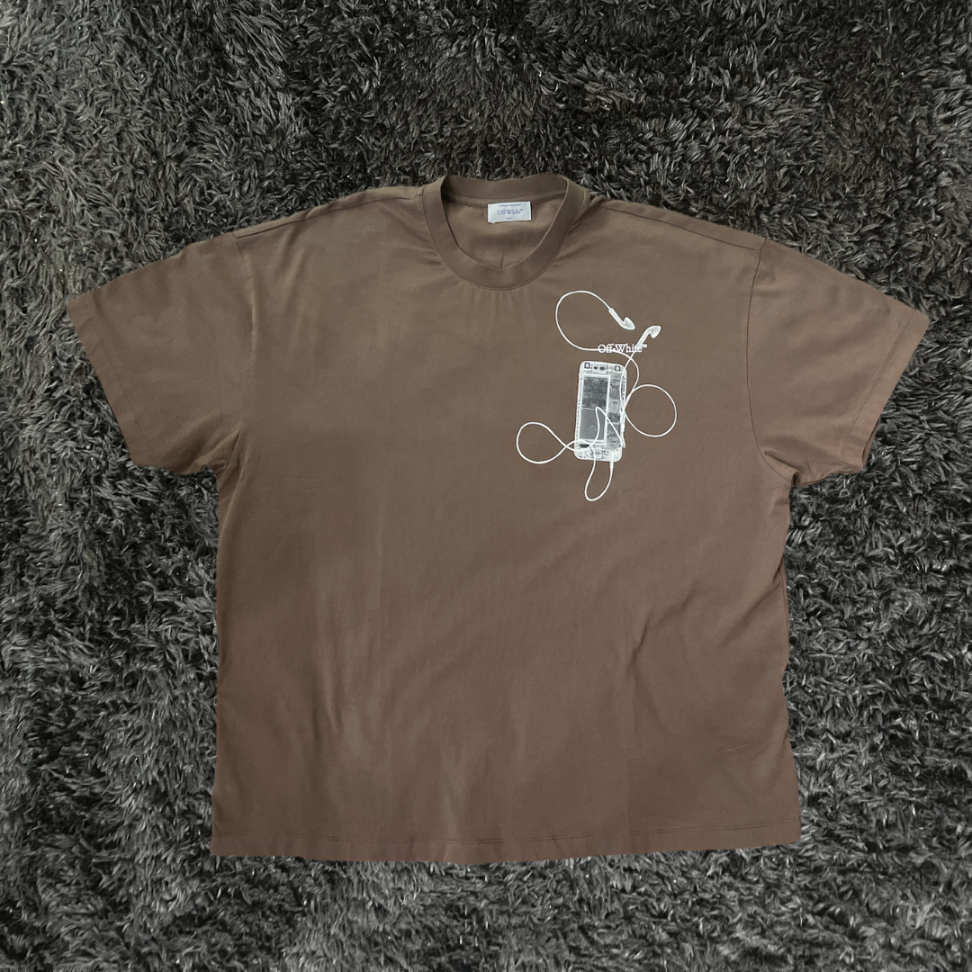 Off White Rain Drum Brown Grey T-shirt