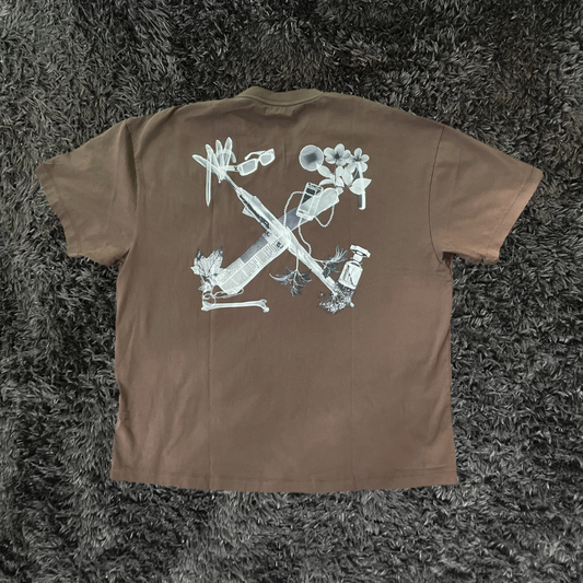 Off White Rain Drum Brown Grey T-shirt