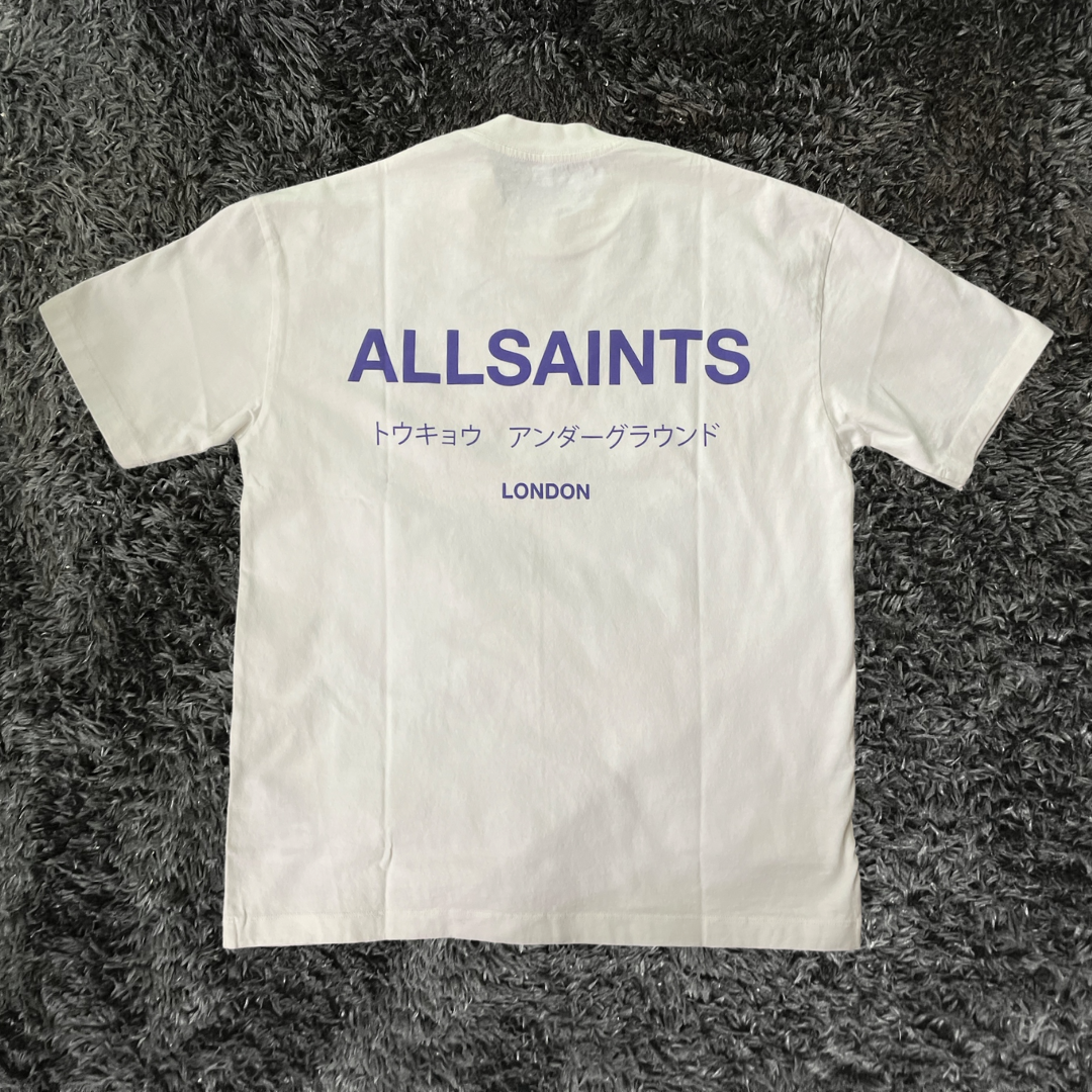 All Saints Underground SS Crew Ashen White/Purple T-shirt