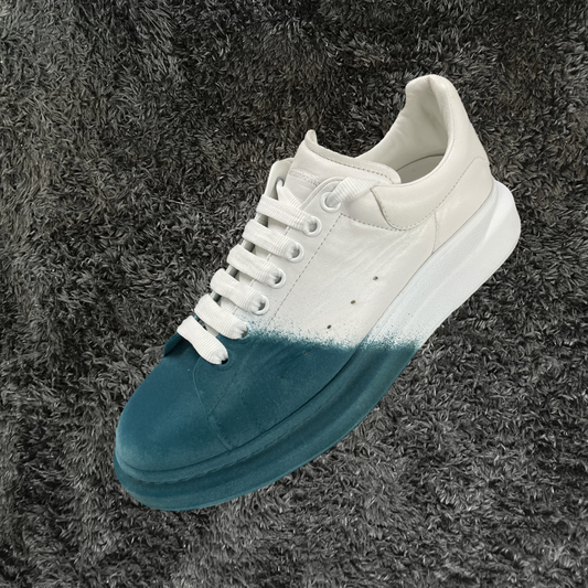 Alexander Mcqueen Low Velvet Toe Teal Blue (De Uso)