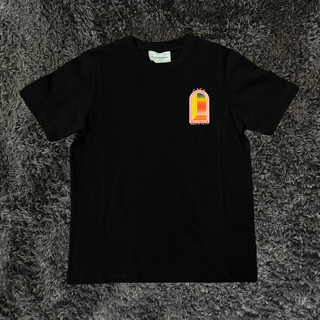 CasaBlanca Gradient Arch Logo Printed Black T-shirt