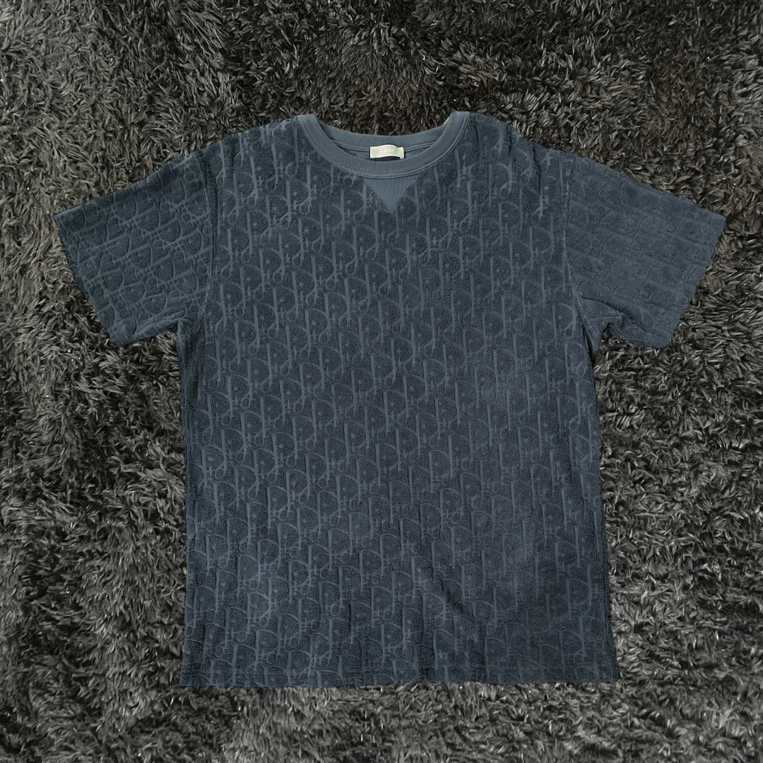 Dior Navy Blue Terry Cotton Jacquard (De Uso)