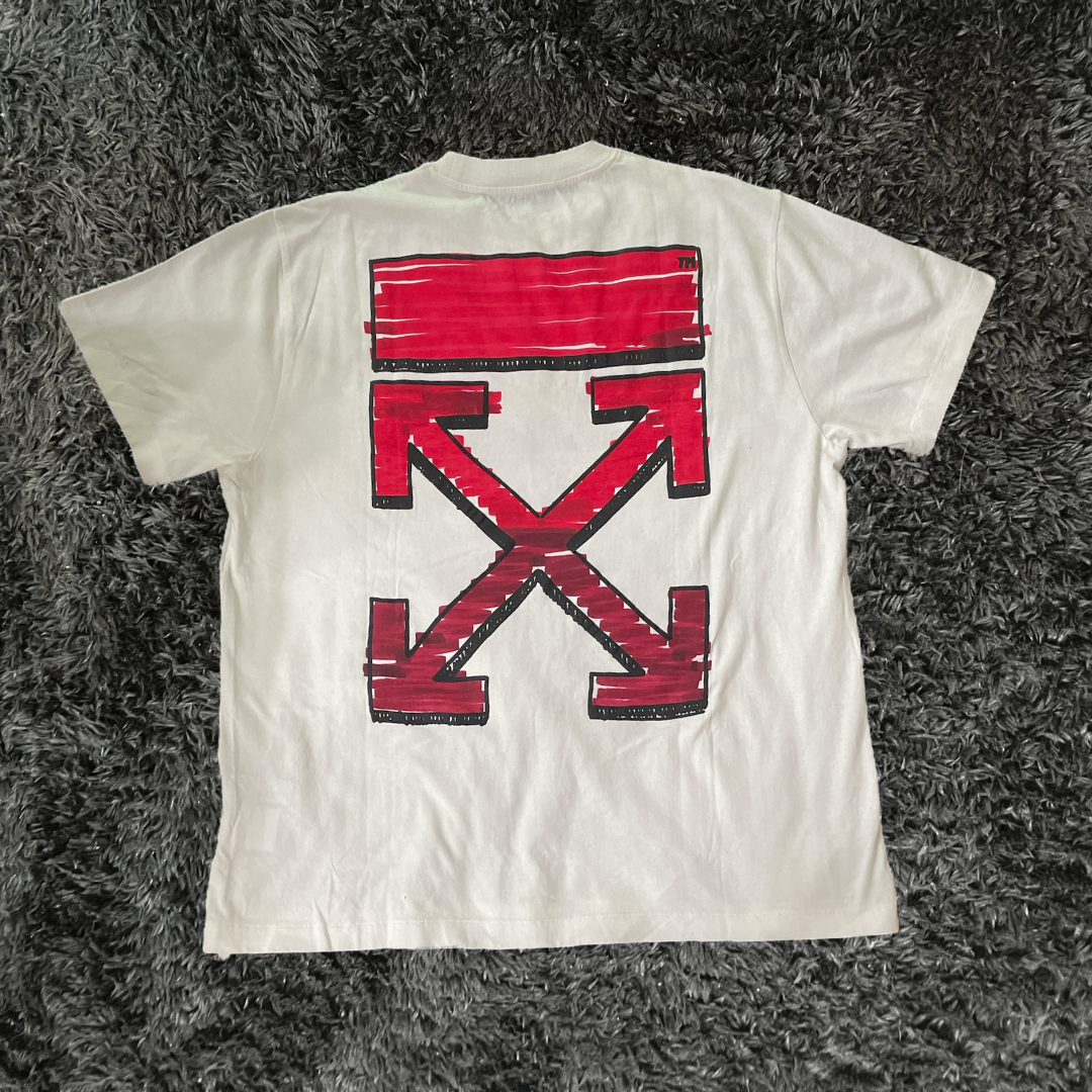 Off White Marker Over Tee White Red T-shirt