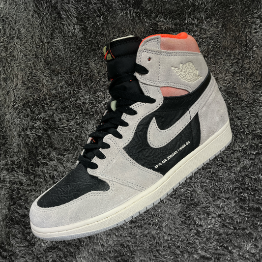 Jordan 1 High Neutral Grey Hyper Crimson