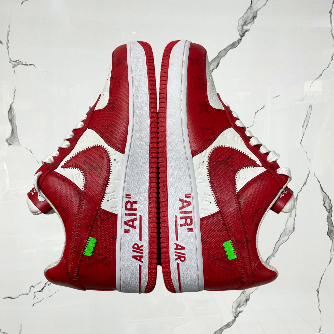 Louis Vuitton Nike Air Force 1 Low By Virgil Abloh White Red (De Uso)