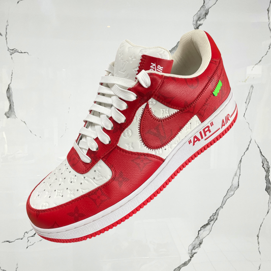 Louis Vuitton Nike Air Force 1 Low By Virgil Abloh White Red (De Uso)