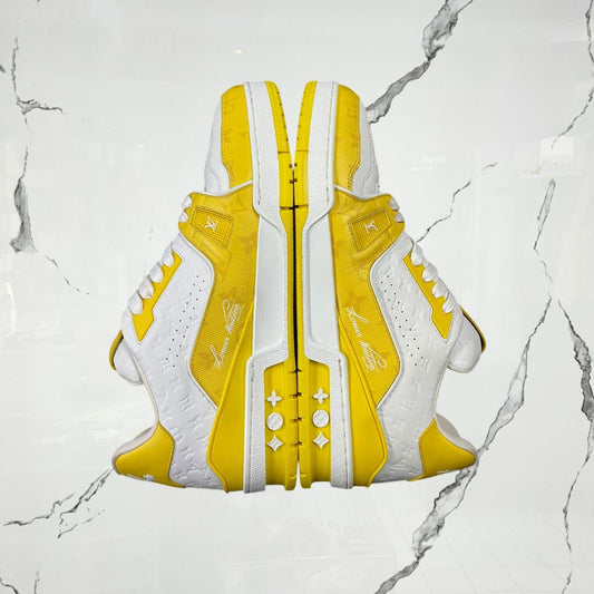 Louis Vuitton Trainer White Yellow Monogram (De Uso)