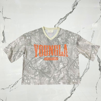 YoungLA Varsity Football Cropped Tan Tree Camo Jersey - Urban Utility