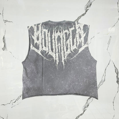 YoungLA Anarchy Cropped Tanks Grey Wash Tank Top - Urban Utility
