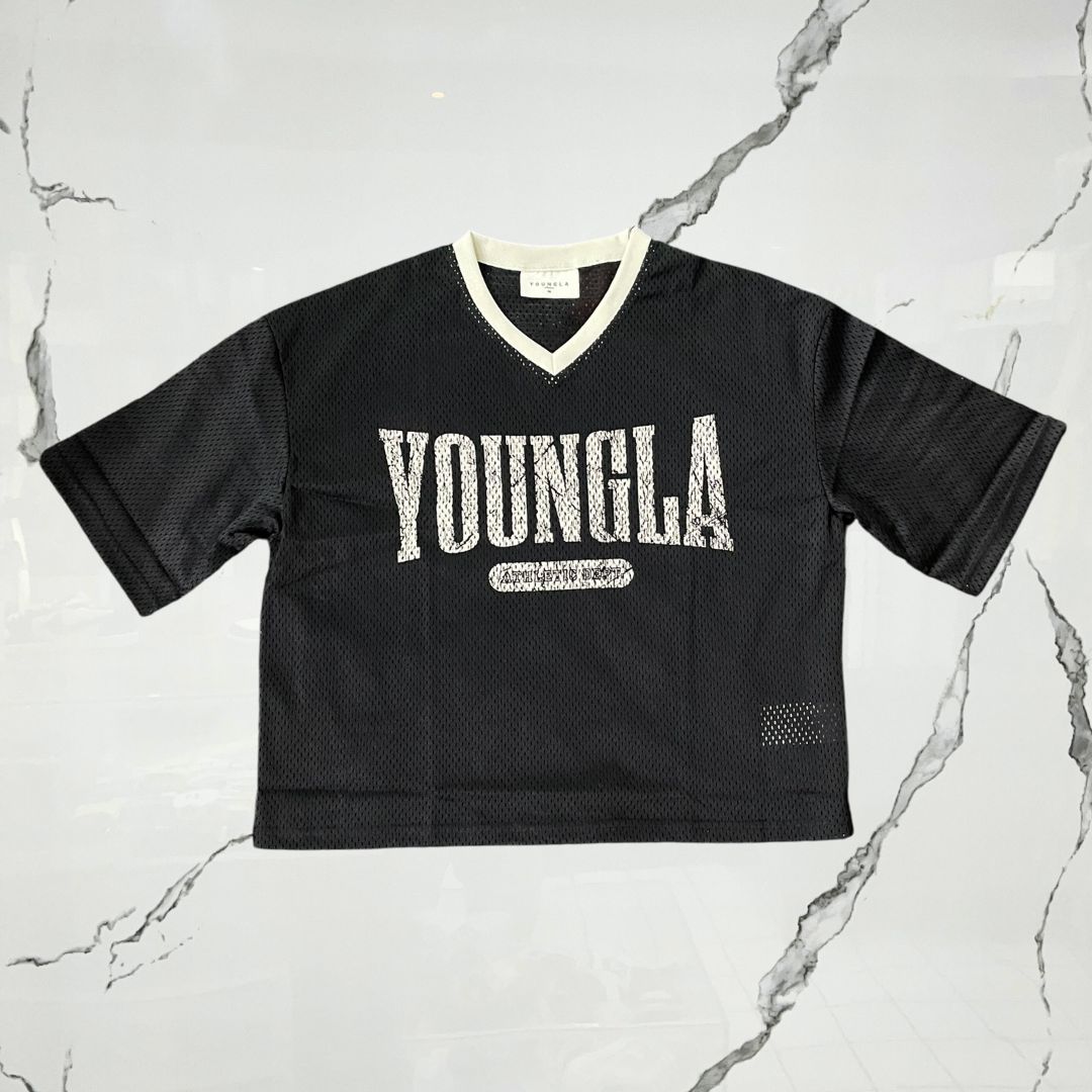 YoungLA Varsity Football Cropped Black Jersey - Urban Utility