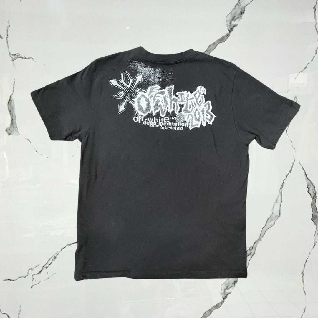 Off White Tribal Type Slim Black White T-shirt - Urban Utility