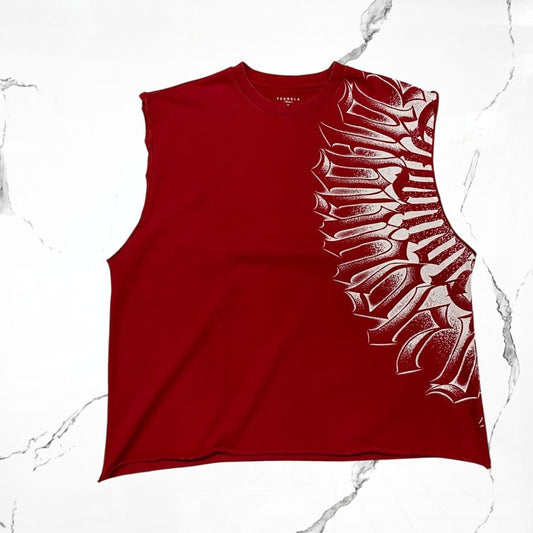 YoungLA Armor Ink Cut - Off Red Wash Tank - Urban Utility