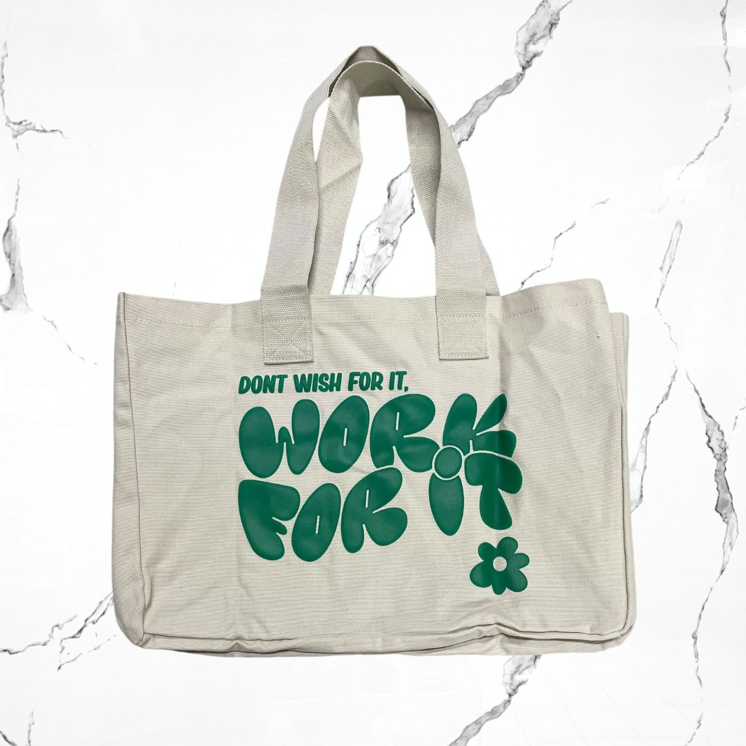 Gymshark Work For It Oversized Tote White Tote Bag - Urban Utility