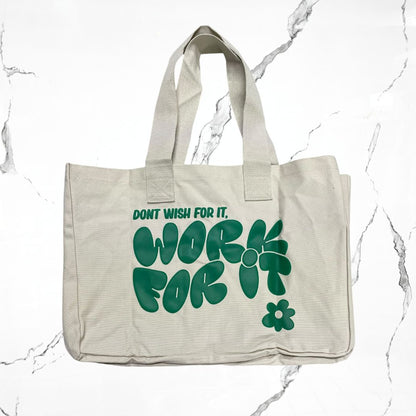 Gymshark Work For It Oversized Tote White Tote Bag - Urban Utility
