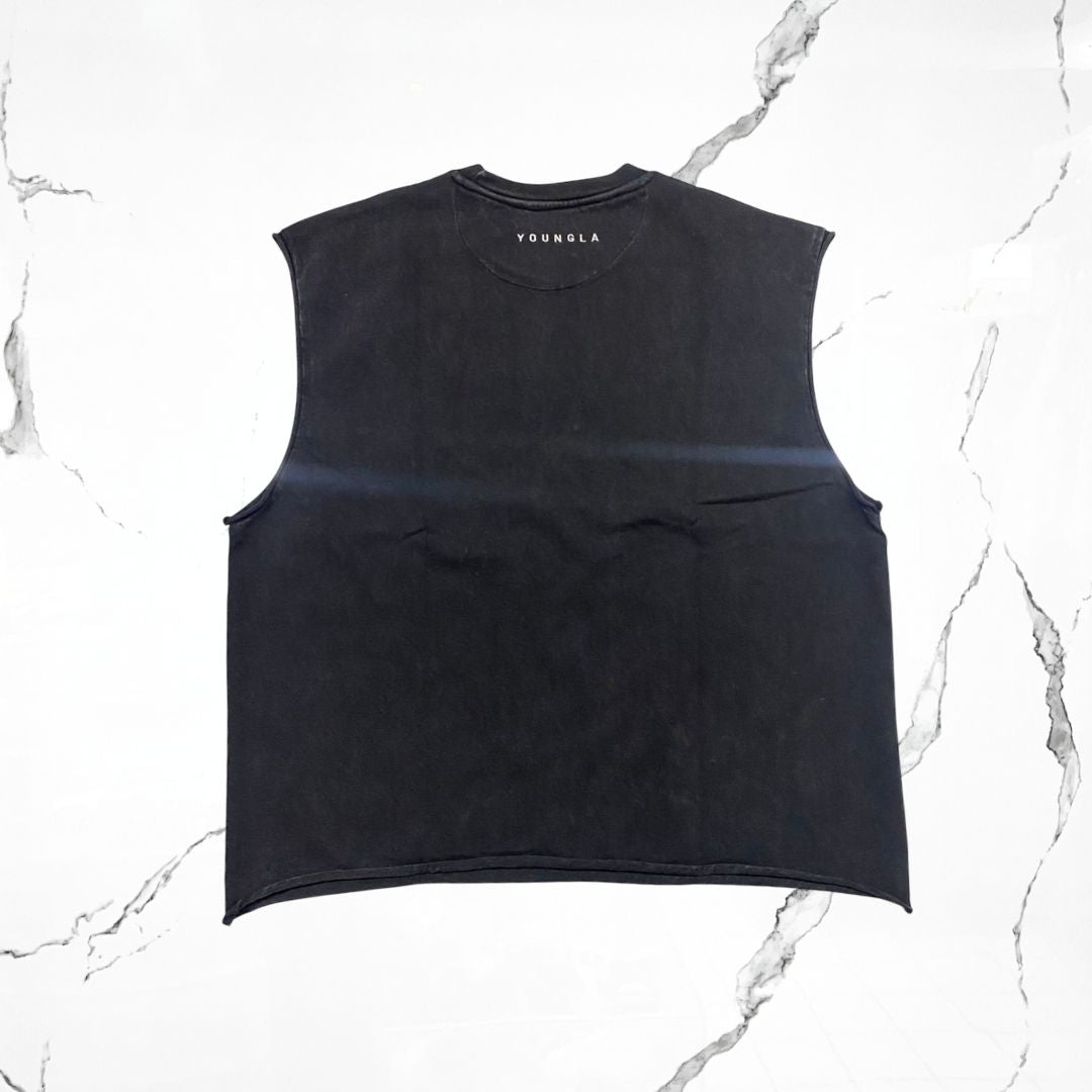 YoungLA Dark Wave Cut - Offs Black Wash Tank - Urban Utility